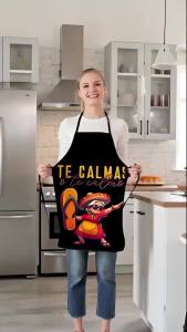 Mexican Sugar Skull Print Apron Durable Work Apron Versatile for Cooking & Baking