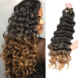22 Inch Deep Wave Crochet Twist Long Synthetic Hair For Black Women Water Wave Ombre Braiding Hair Extensions High Temperature