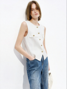 MO&Co. | Summer Linen Blend Short Crop Top Waist-cinching 3D Shaped