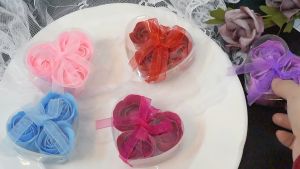 กล่องของขวัญวันวาเลนไทน์ สบู่ดอกกุหลาบ 3ดอก ในกล่องรูปหัวใจ ดอกกุหลาบ valentine ปีใหม่ ของขวัญ