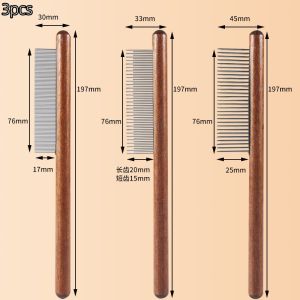 3Pcs Cat Comb Stainless Steel Pet Hair Remover Wooden Handle Pet Grooming Massage Dog Brush Cleaning Tool Pets Supplie