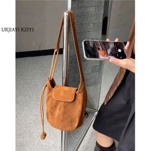 2025 New Frosted Suede Bucket Bag Pumpkin Bag Women High-End Sensation Niche Design Single Shoulder Armpit Crossbody Bag