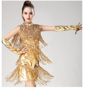 New Latin Dance Costume Practice Suit Womens Cha Cha Performance Stage Backless Skirt Adult Shiny Sequins Practice Uniform