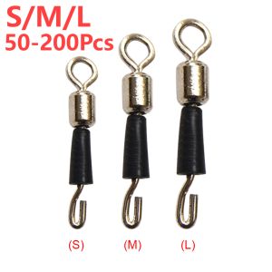 50-200Pcs Fishing Barrel Bearing Rolling Swivel Solid Ring Quick Fast Link Hook Connector Fishing Tackle Accessories