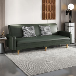 Rental Simple Sofa Leather PU Small Apartment Foldable Sofa Bed Dual-Use Hair Salon Imitation Leather Sofa Barber Shop