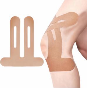 NEENCA Pre-Cut Kinesiology Tape for Knee & Thigh 10 Pcs - Waterproof & Elastic Breathable Latex-Free Athletic Tape Provide Support and Stability to Muscle - Ideal for Running Hiking Riding etc.