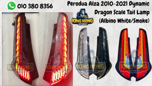 Perodua Alza 2010-2021 Dragon Scale Dynamic Tail Lamp New Version New Design - Albino White/ Smoke