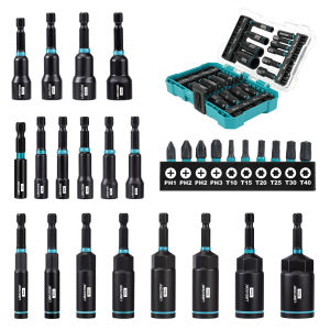 LIBRATON 28pcs Impact Nut Driver Set 1/4" Magnetic Nut Driver Set for Impact Drill Metric Nut Driver Bit Set for Auto Repair