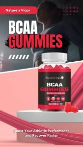 Nature’s Vigor BCAA Gummies – Leucine Isoleucine & Valine Supplement for Muscle Recovery & Athletic Performance