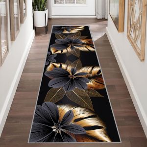 VIKAMA Premium Light Luxury Black and White Rug Luxury Doormat Lightweight Bedroom Hallway Indoor Space Runner