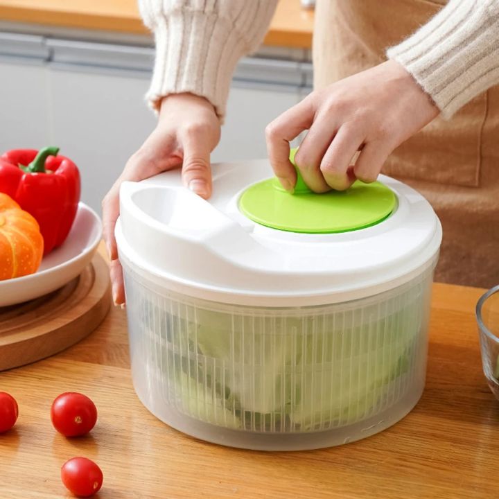 Salad Spinner- Wash Spin & Dry Salad Greens Easy Multi-Use Lettuce ...