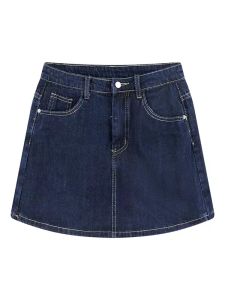 High Waist A-Line Mini Skirt Womens Summer Denim Short Skirt plus Size Slimming Pants Skirt Commute Style Solid Color Other Material