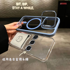 Magsafe Magnetic  15Promax Phone Case 14p Flip Stand New Ins Minimalist with Lens Film 12 Transparent plus Protective Cover