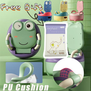 Baby Toilet Training Kids Potty Trainer Folding Baby Toilet Seat Cartoon with Backrest and Anti-slip