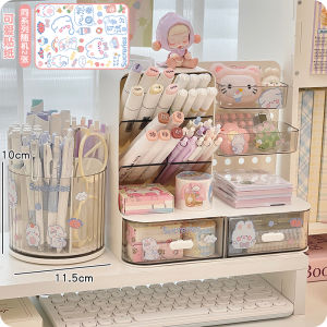 Simple Desktop Hole Board Multi-Function Stationery Storage Box Note Organizer Slanted Insert Pen Holder Rack Plastic Desk Organizer