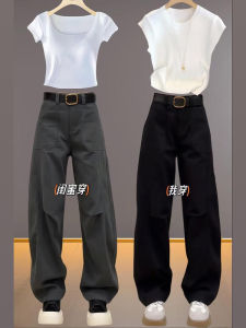 Black Knife Edge Wide Leg Jeans Womens Loose Fitting Trousers Korean Style High Waist Long Pants Casual Comfortable Denim