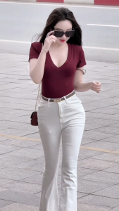 [SIMPLE GIRL] Hỏa Tốc Áo Cổ Tim Tay Ngắn Thun Borip Cotton Co Giãn 4 Chiều