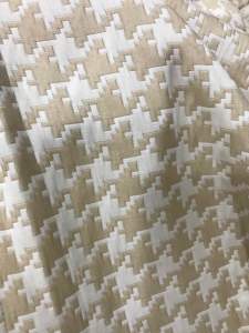 Vải Tafta họa tiết nanh sói màu kem da dày mềm form đứng (khổ 1m5)may đầm váy vestComple nam nữ thời trang