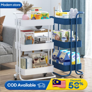 Multifunction 3/4 Tier Trolly Storage Racks | Office Shelves | Home Kitchen Rack| Book Shelving Toys Rak | Dapur(Carbon Steel Material)