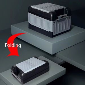 75L Foldable Car Trunk Organizer with Lid Folding Durable Plastic Grocery Storage Box Perfect for Car Home Office School