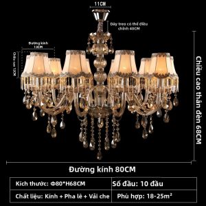 AODENG | Đèn chùm pha lê hình quả lê màu cognac kiểu châu Âu