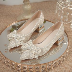 Low Heel Crystal Wedding Shoes Comfortable High Heel Chunky Heel Womens Shoes New 2025 Not Tired Footbridal Gown Show Halflength Single Shoes