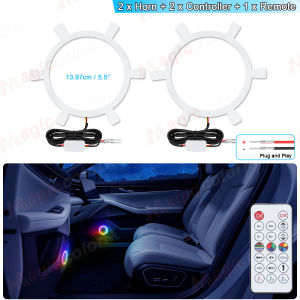 6.5in/3.5inch Car Interior Atmosphere Lamp Symphony RGB Horn Tweeter Ambient Light Universal Audio Hood Decoration Remote Contro