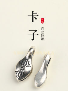 925 Pure Silver Gilded Buddhist Treasure Spoon Plain Hairpin Versatile Cultural Play Star Moon Seed Monkey Head Side Hanging Counting DIY Accessories