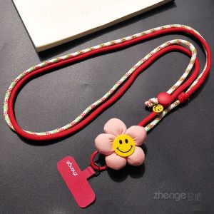 สายโซ่โทรศัพท์แบบผูกคอยาวแบบสะพายข้างแบบปรับได้ สายสะพายข้างแบบบิดเบือนสีสันสดใส สไตล์ใหม่สำหรับผู้หญิง