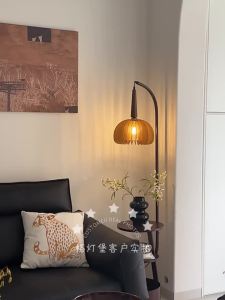 (Original) Floor Lamp 2024 New Vintage Style Living Room High-end Bedroom Bedside Table Storage Integrated Wireless Charging Table Lamp