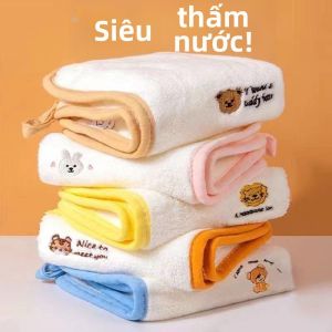 Khăn Lau Mặt Coral Fleece Thêu Hình Thú 26*26cm