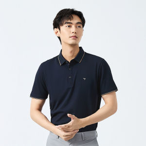 เสื้อยืดคอโปโลแขนสั้นผ้าไหมผู้ชาย เสื้อเชิ้ตผู้ชาย ทรงหลวม สไตล์ลำลอง ฤดูร้อน 2025 เสื้อผ้าทำงานสำหรับเยาวชน