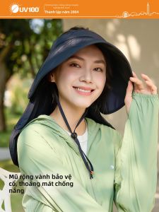 UV100 | Mũ Nón Chống Nắng Bảo Vệ Cổ Bằng Lụa Băng Đô Rộng