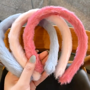 GBS Bando Bulu Lembut Warna-Warni untuk Wanita - Aksesoris Rambut Gaya Korea