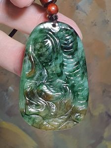 Gegegems Collection premium Type A Jadeite yellowish & bluish green Tiger pendant (with certificate) 精品翡翠蓝绿油绿带黄翡老虎吊坠(带证书)