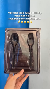 Mika bento SG kotak sekat 3 + sendok spork  mika set mika tempat nasi bersekat isi 50 pcs