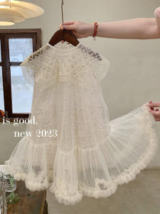 Princess Style Girls Dress Summer New Arrival Fairy Tale Elegant Tulle Sequin Short Sleeve Cotton Blend Childrens Clothing