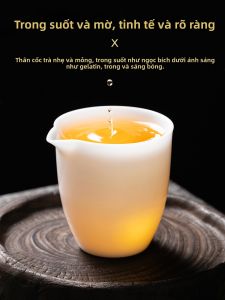 Bộ Trà Sứ Cao Cấp Qian Tang Ice Jade White Porcelain Fair Cup Dripper Pure White Ceramic Tea Set Traditional Chinese Ceramics