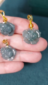 Mặt dây chuyền kiểu hoa sen đá Cẩm Thạch lam ngọc size 13x16mm phong thủy an nhiên may mắn G133osmd Hoa Minh Gem