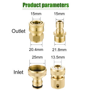 2Pcs/Set Copper Brass Faucet Nipple Pressure Washer Hose Connector Quick Connect Car Pressure Washer Accessories