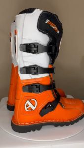 PROMO! Sepatu Cross Trabas Trail ARF Safety Besi Sepatu Enduro Bahan KULIT Orange Putih