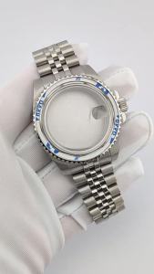 40mm NH35 Case Silvery Stainless Steel Sapphire Glass Waterproof Case 120 Clicks NH35 Case Watch Parts Fits NH35/NH36 Movement