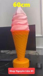 Mô Hình Cây Kem Ốc Quế Đế Vàng Cao 60cm.Đèn đổi màu và điều khiển từ xa trang trí quán kemđồ uốngcafebar...(Sẵn hàng)