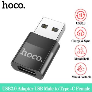 Bộ chuyển đổi USB2.0 HOCO UA17 USB2.0 USB Nam sang Type-C Nữ Mini di động Bộ chuyển đổi hỗ trợ sạc và truyền dữ liệu cho điện thoại Huawei Samsung Android Sạc nhanh