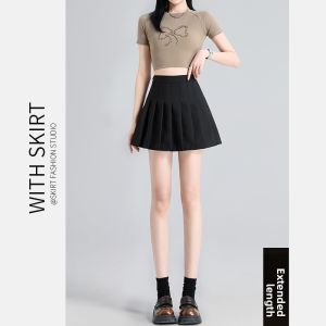 YINQING | Black A-line Short Skirt High Waist School Uniform Style Mini Skirt