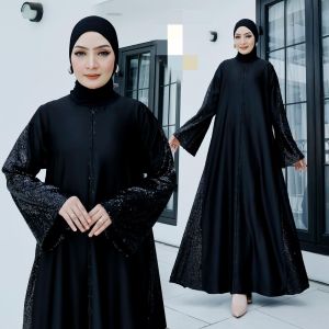 ID GAMIS ABAYA BLACK EDISI YASMIN ABAYA MOTIF SIMPEL ELEGAN TERBARU 2025