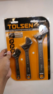 Tolsen 3Pcs Adjustable Wrenches Set (6" 8" 10") 15007