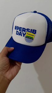 Topi Jaring Pria dan Wanita Persib Bandung Topi Trucker Logo PERSIB Juara Lotto dan Sablon Premium