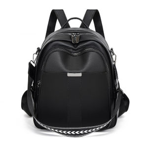 Korean Style Simple Leather Backpack Womens Large Capacity Casual Fashion Soft PU Shoulder Bag Multi-Functional Bookbag