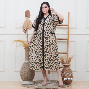 Dress piyama jumbo macan Ld 125 cm Rayon tebal busui